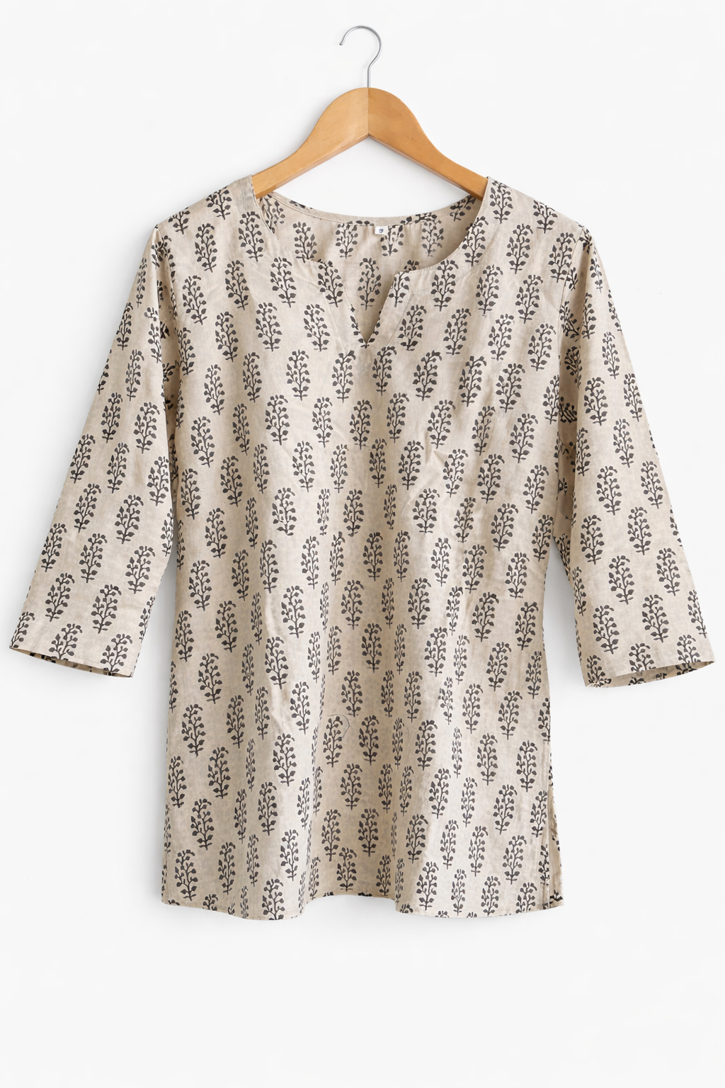 SAVAR Ivory Leaf Cotton Workwear Kurta | Handblock Print | Smart Office Wear