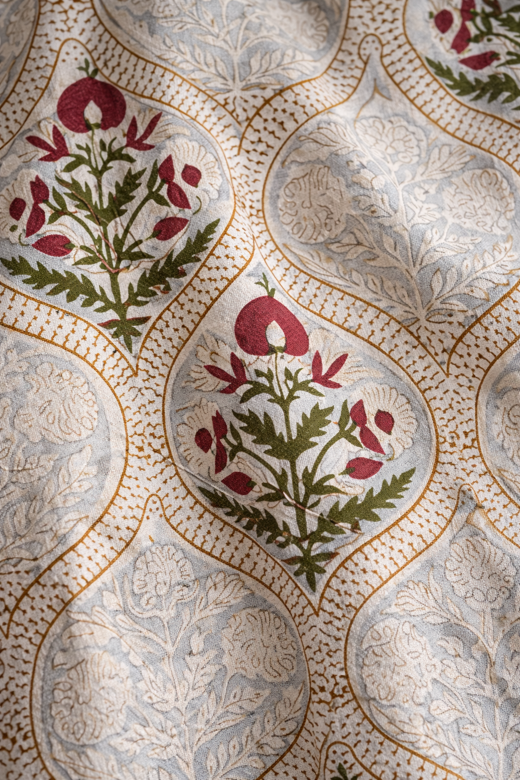 Bloom in Comfort – Hand-Printed Cotton Knee-Length Dress for Everyday Joy