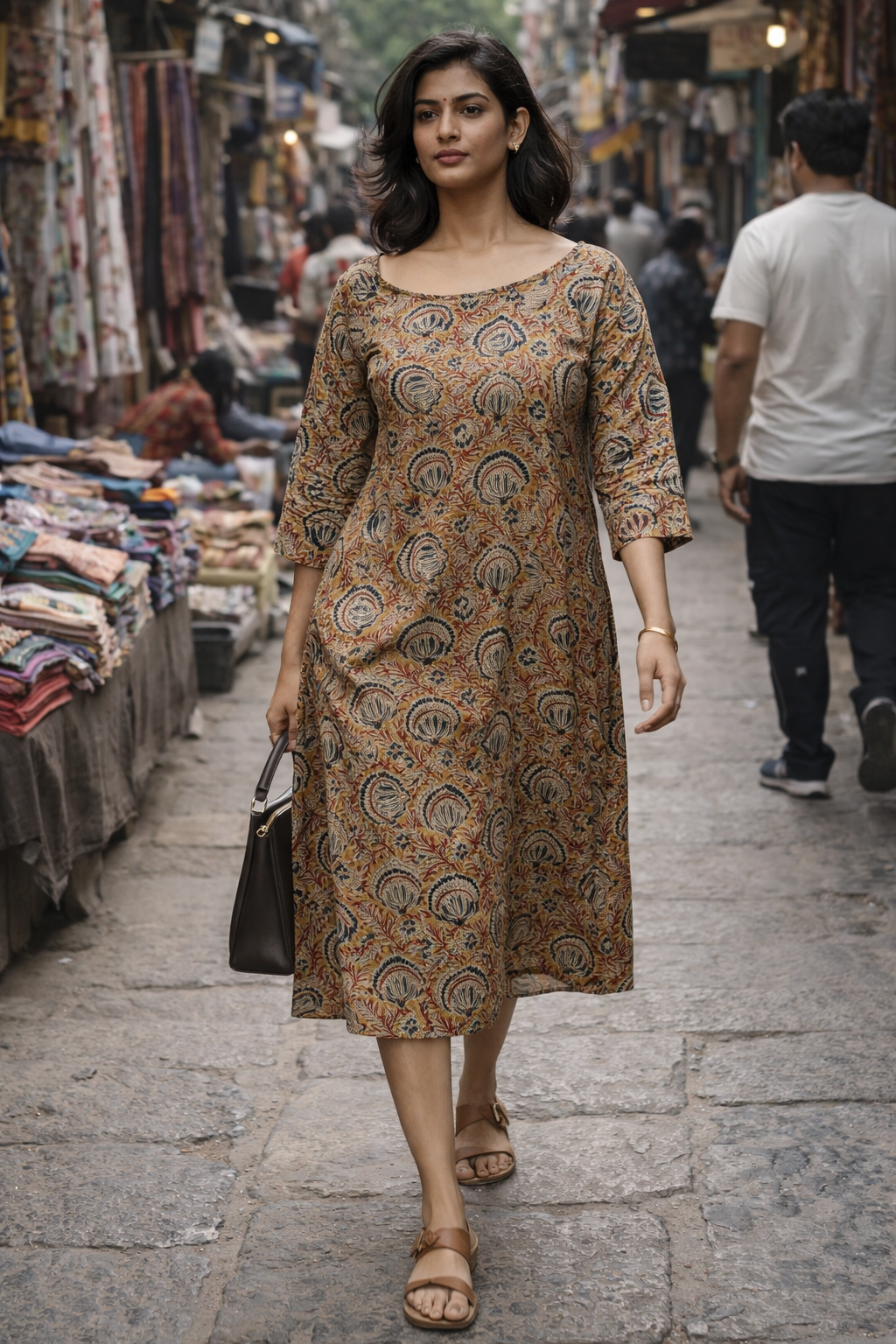 SAVAR | Mustard Muse Knee-Length Dress