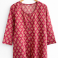 Maroon Handblock Printed Cotton Top for Women