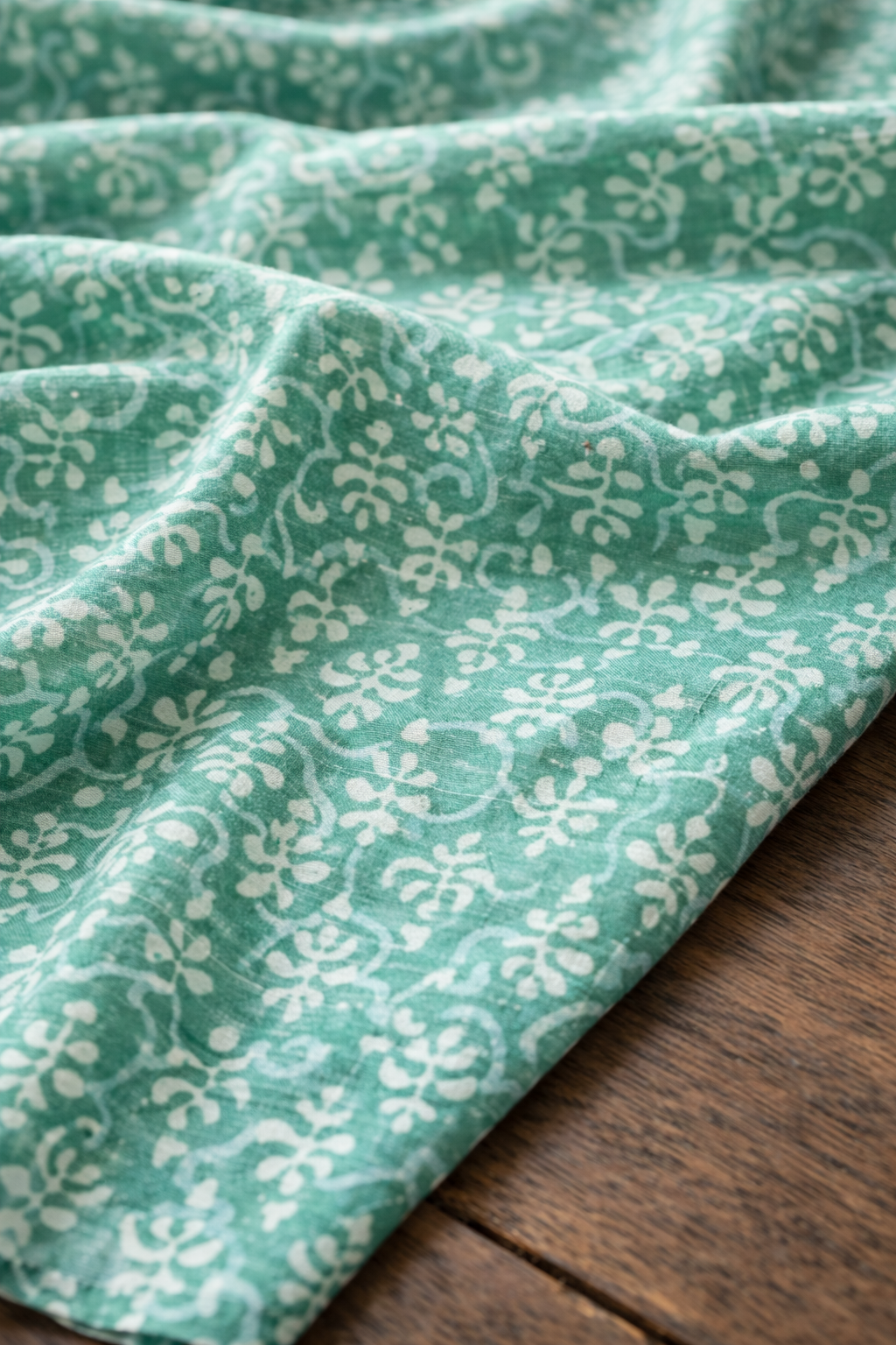 Green Handblock Printed Cotton Top for Women