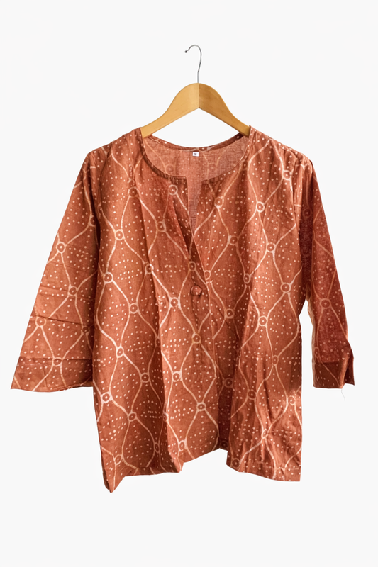 Rust Handblock Printed Cotton Top – Ajrakh