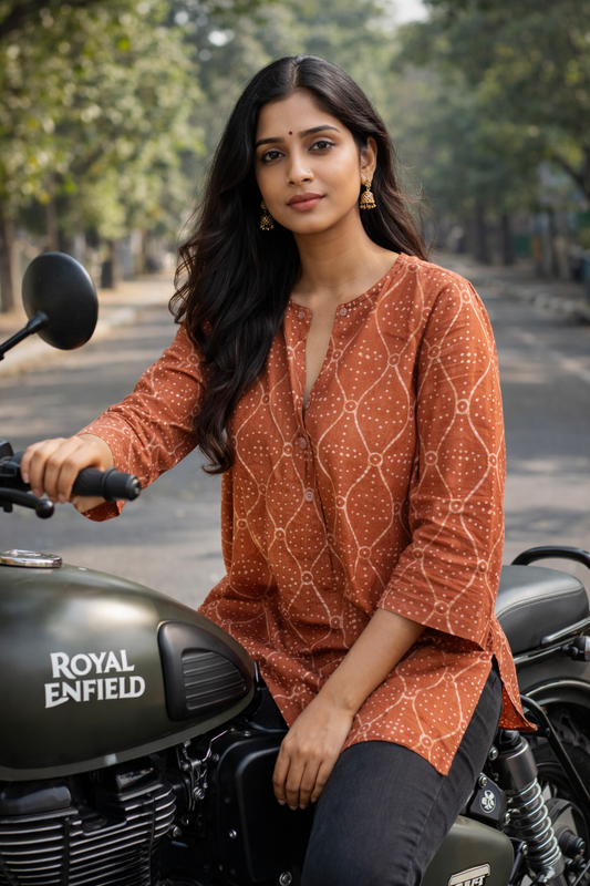 Rust Handblock Printed Cotton Top – Ajrakh