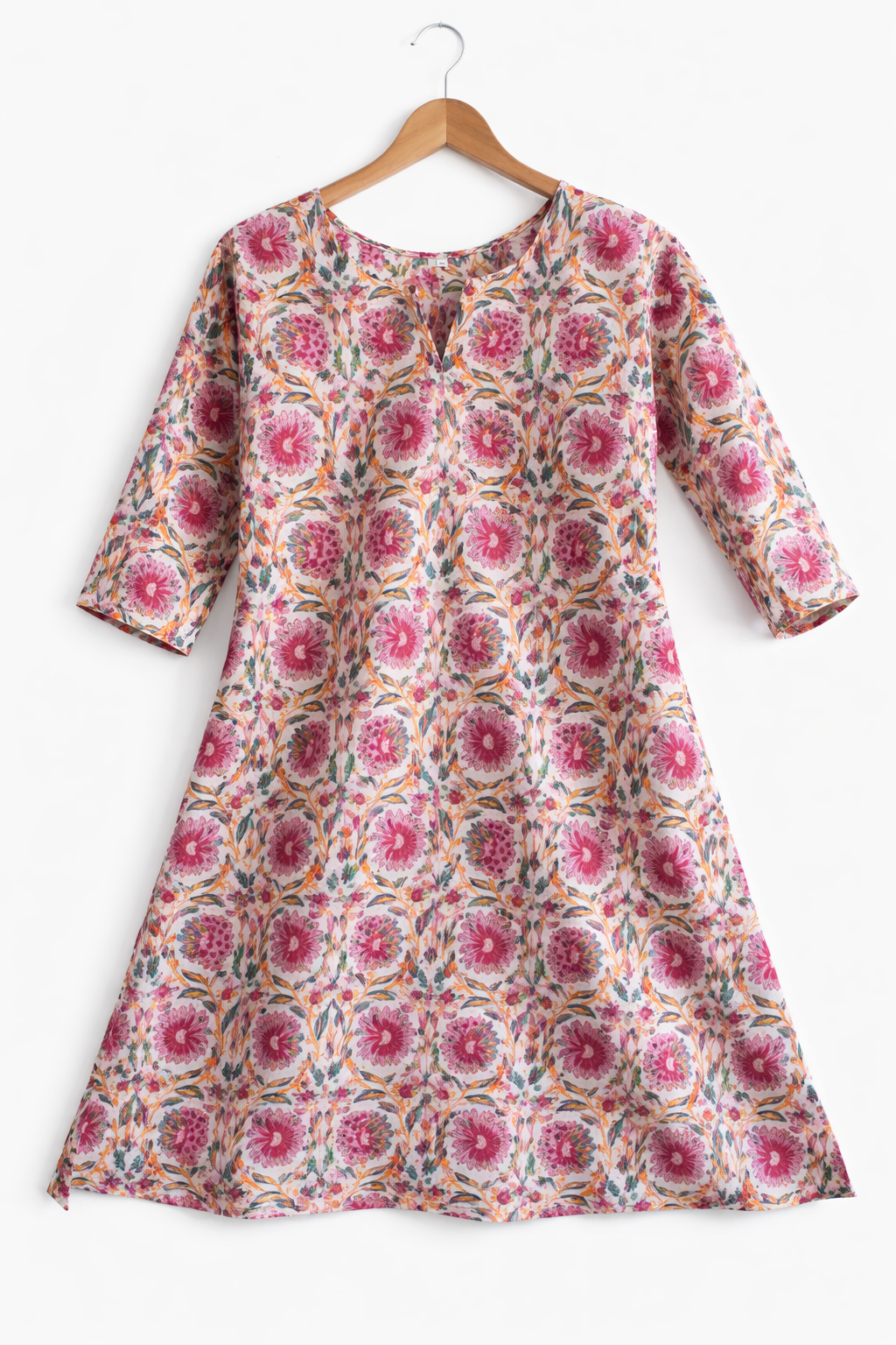 Street Bloom – Floral Cotton Knee-Length Dress for Everyday Adventures