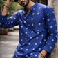 SAVAR Indigo Printed Cotton Men’s Kurta