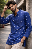 SAVAR Indigo Printed Cotton Men’s Kurta